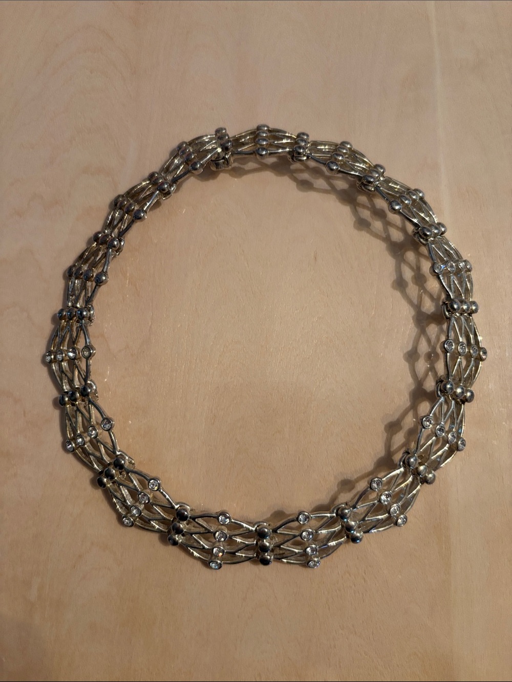 Viper chain Silver-Tone Crystal Link Choker Necklace with magnetic clasp